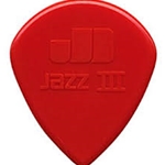 Dunlop 47P3N Nylon Jazz III Guitar Picks Red Point Tip 6-pack